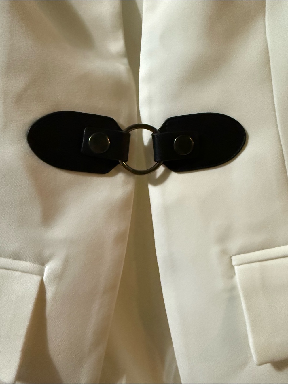 NWT Commense Buckle Detail Stand Collar Blazer White XS Structured Jacket - Picture 9 of 9